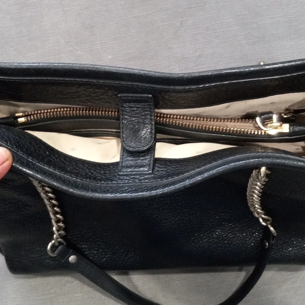 Kate Spade NY Emerson Pebbped Black Leather W/ Gold Chain Shoulder Bag